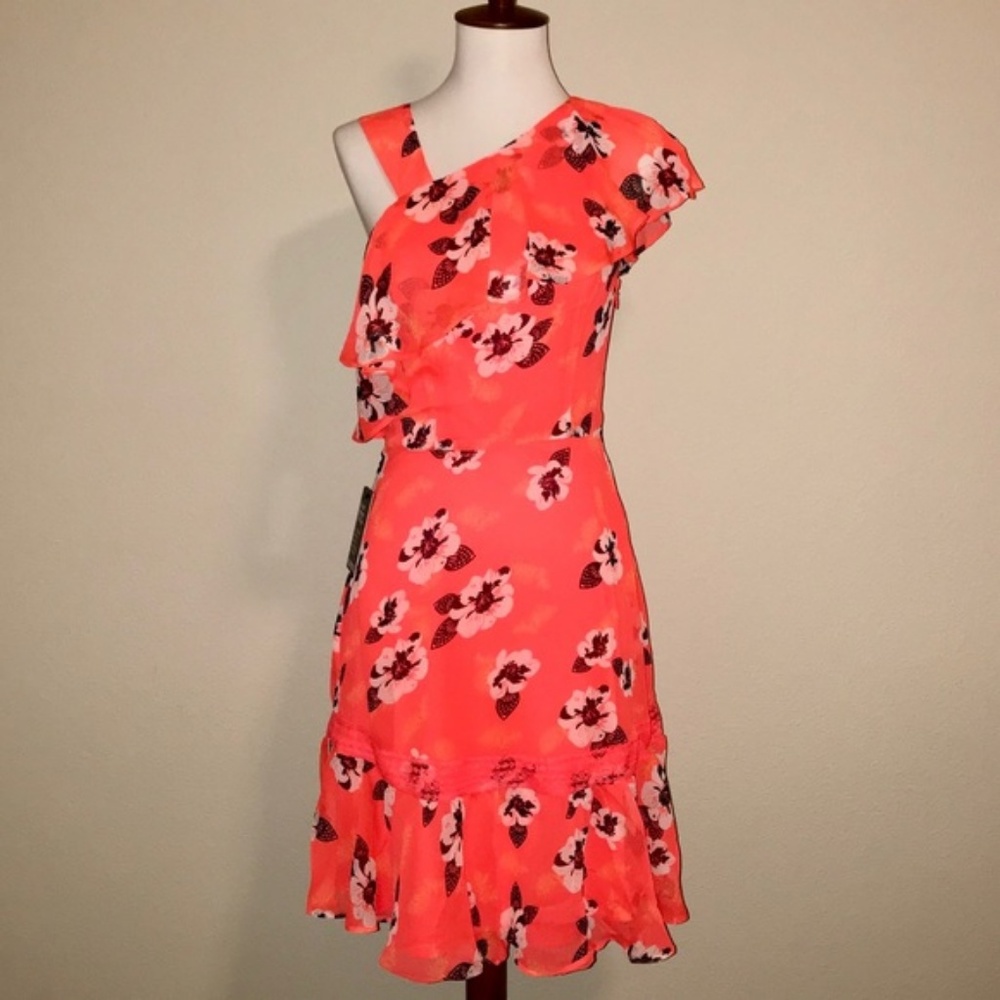 NWT! Express Floral Ruffle Dress - Size 0 - Picture 5 of 7